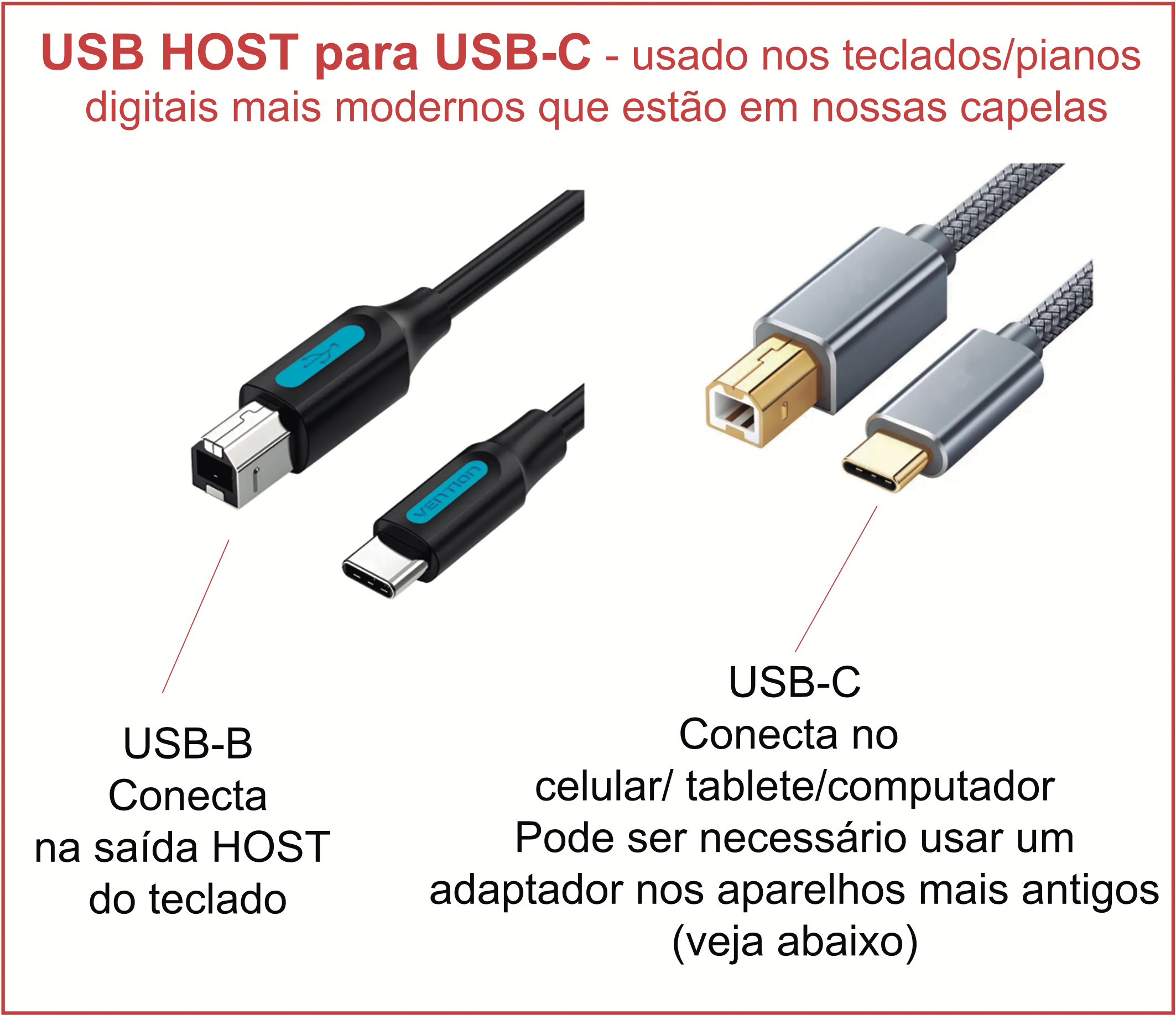 USB-B to USB-C connection example